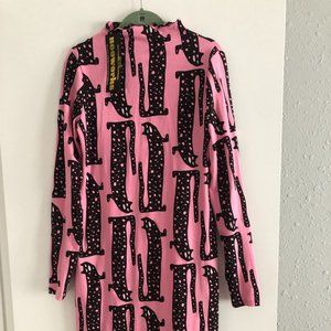 RARE - NWT - Nooworks Demi Bodycon Dress in Aelfie Long Cat (Pink) (L)